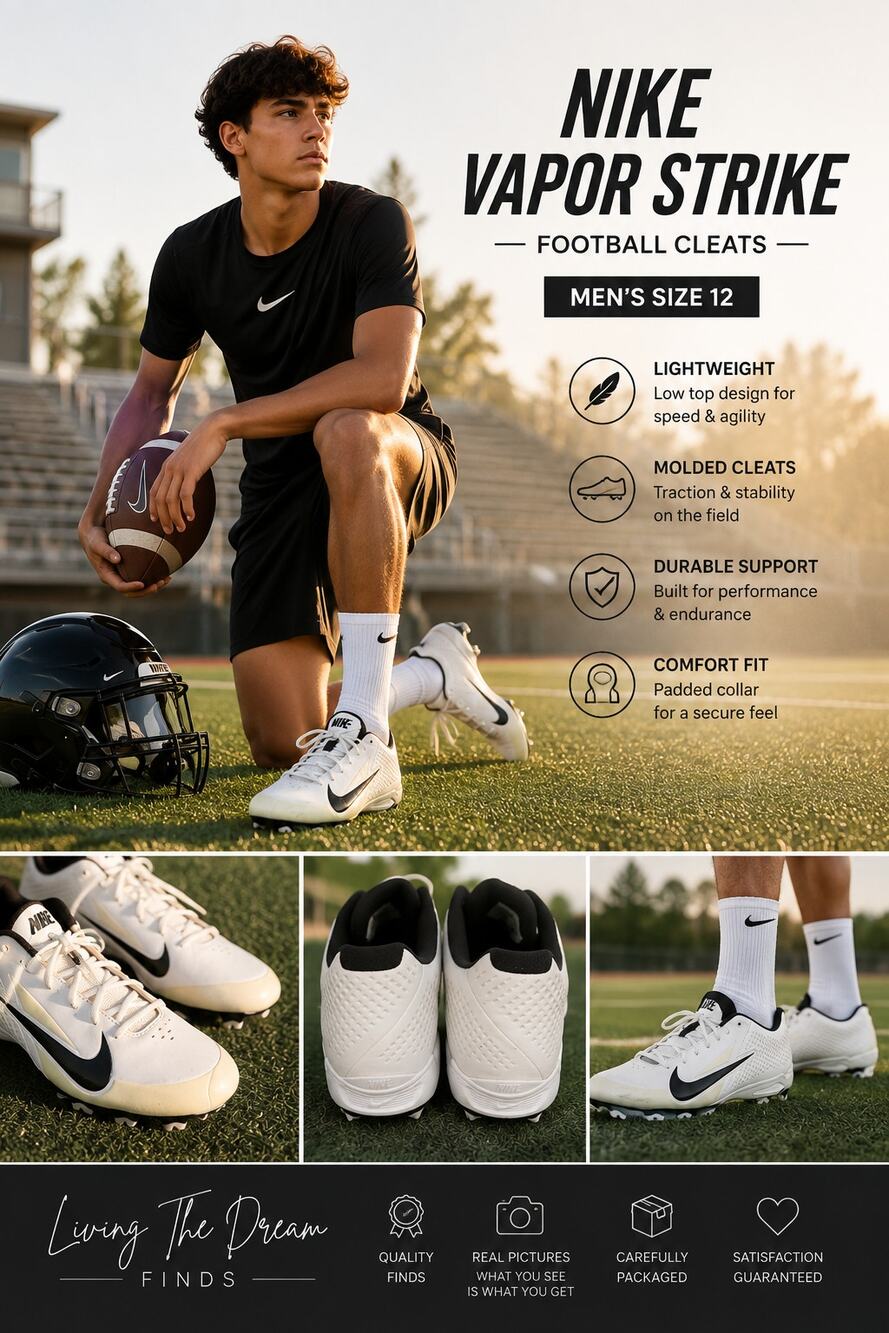 Nike Vapor Strike Football Cleats White Black 535598 100 Men’s Size 12
